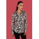 Camisa satinada de mujer estampada de manga larga chema blanco