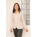 Jersey beige con trenzado central