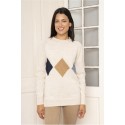 Jersey  crudo cuello redondo rombos