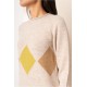 Jersey beige cuello redondo rombos