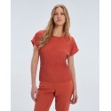 Blusa plisada de mujer y de manga corta de Paz Torras