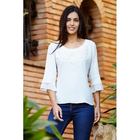BLUSA LISA CUELLO BLONDA ROSSAN