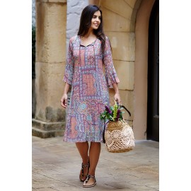 VESTIDO ESTAMPADO GASA MUJER ROSSAN