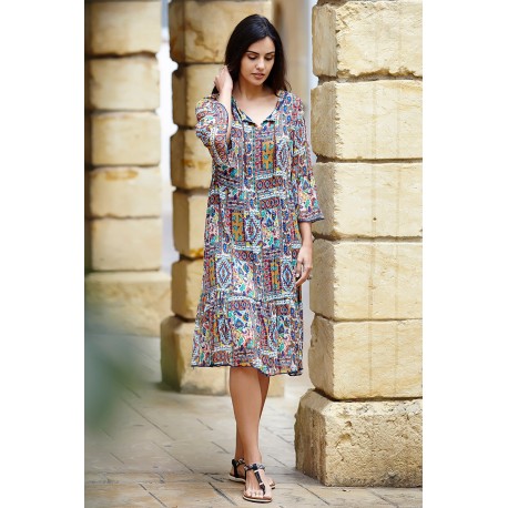 VESTIDO ESTAMPADO GASA MUJER ROSSAN