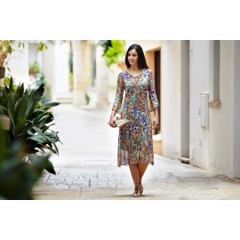 VESTIDO ESTAMPADO GASA CON PUNTILLA MUJER ROSSAN