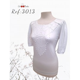 CAMISETA BLANCA CON BORDADOS  MUJER LILI DUDU 