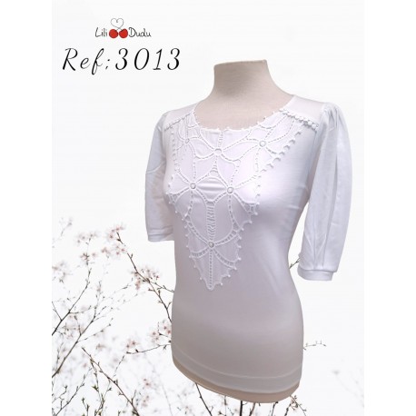 CAMISETA BLANCA CON BORDADOS  MUJER LILI DUDU 