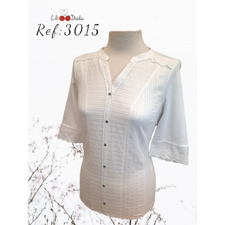 CAMISETA CON BORDADOS  MUJER LILI DUDU +colores