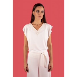 TOP ESTAMPADO CON CINTURON CHEMA BLANCO