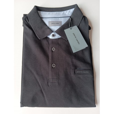 Polo sport liso básico negro con bolsillo de hombre PIERRE CARDIN