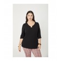 CAMISETA CANALÉ NEGRO ESCOTE ARO MUJER TALLAS GRANDES SPG-JENUAN