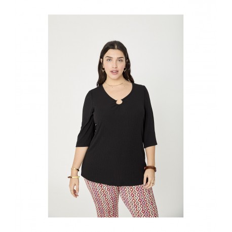 CAMISETA CANALÉ NEGRO ESCOTE ARO MUJER TALLAS GRANDES SPG-JENUAN