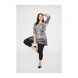 LEGGING CAPRI PUNTO CANALÉ NEGRO MUJER TALLAS GRANDES SPG-JENUAN