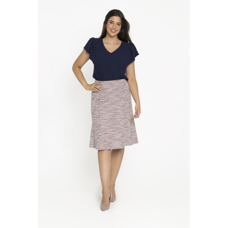 FALDA DE JACQUARD MARINO ROJO MUJER BOGUAR