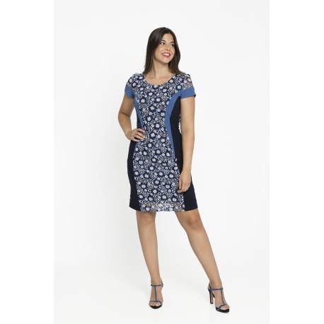 VESTIDO DE ENCAJE CON COSTADILLOS BICOLOR MUJER BOGUAR