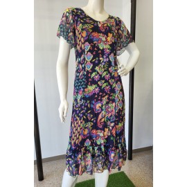 VESTIDO ESTAMPADO GASA CON PUNTILLA MUJER ROSSAN