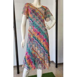 VESTIDO ESTAMPADO GASA CON PUNTILLA MUJER ROSSAN