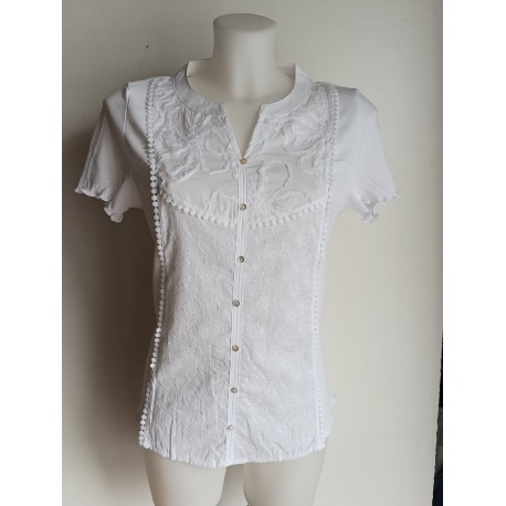 Camiseta bordada blanca de mujer Lili Dudu 