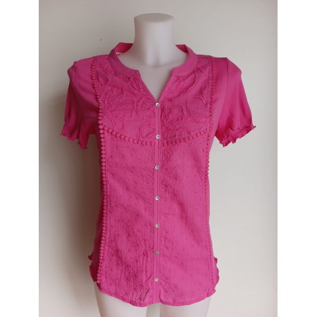 Camiseta bordada fucsia de mujer Lili Dudu 