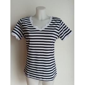 CAMISETA RAYAS AZUL MARINO MUJER LILI DUDU