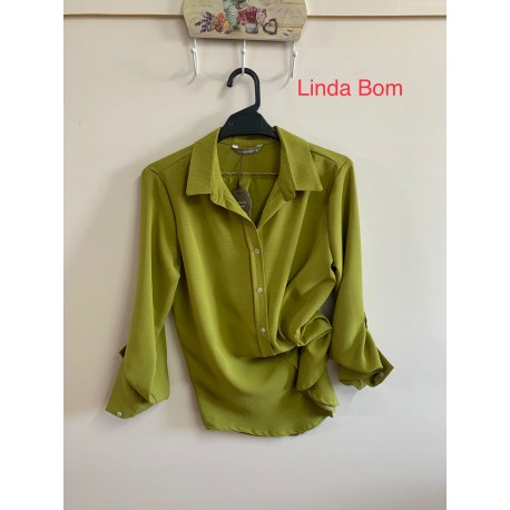 CAMISA VERDE ACEITUNA LISA MUJER PRIVILEGE 