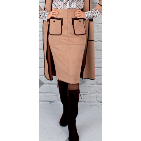 FALDA ANTELINA CAMEL MUJER CHEMA BLANCO