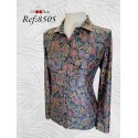 CAMISA ESTAMPADA ELASTICA FLORES MUJER LILI DUDU