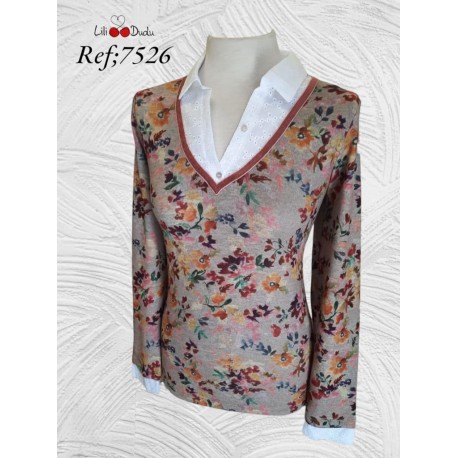 Camiseta de mujer Lili Dudu con efecto dos piezas 