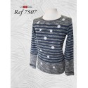 JERSEY ESTAMPADO RAYAS Y TOPOS MUJER LILI DUDU