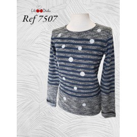 JERSEY ESTAMPADO RAYAS Y TOPOS MUJER LILI DUDU