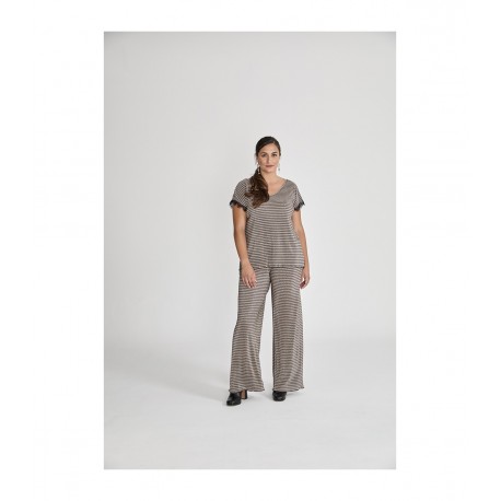 PANTALÓN PLISADO DE PUNTO ESTAMPADO