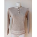JERSEY BEIGE CUELLO MAO DE MUJER CON BOTONES 