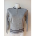 JERSEY GRIS CUELLO MAO DE MUJER CON BOTONES 