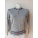 JERSEY GRIS CUELLO MAO DE MUJER CON BOTONES 