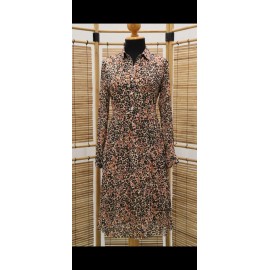 VESTIDO ESTAMPADO GASA CON BOTONES 
