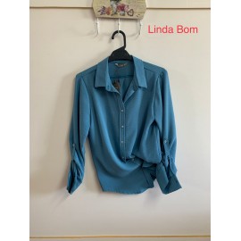 CAMISA AZUL ACEITUNA LISA MUJER PRIVILEGE 
