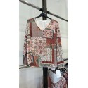 BLUSON ESTAMPADO DE PICO CON PUNTILLA