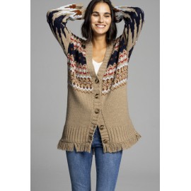 CHAQUETA JACQUARD FLECOS CAMEL MUJER ZUCCA