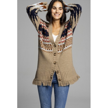 CHAQUETA JACQUARD FLECOS CAMEL MUJER ZUCCA