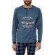 PIJAMA CABALLERO CON TAPETA  CUADROS AZUL
