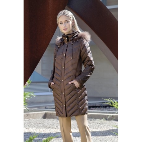 Parka acolchada con capucha y pelo zorro natural +colores Estefania Rodriguez
