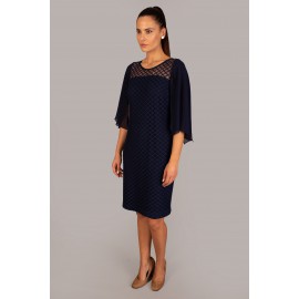 VESTIDO ENCAJE AZUL MARINO MUJER CHEMA BLANCO