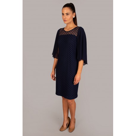 VESTIDO ENCAJE AZUL MARINO MUJER CHEMA BLANCO