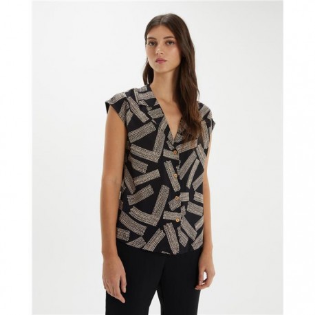 Camisa estampada bicolor de mujer con manga corta mujer paz torras