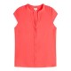 Camisa de mujer fluida con cuello mao descontado y manga corta paz torras +colores