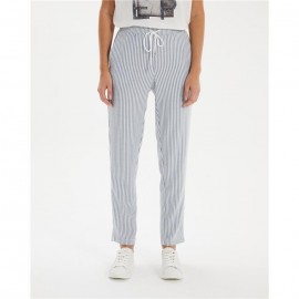 Pantalón recto de mujer a rayas con cintura elástica Paz Torras