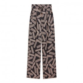Pantalón ancho de mujer de punto con estampado bicolor paz torras