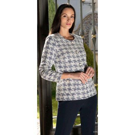CHAQUETA DE MUJER CON BOTONES PERLA DE ESTEFANIA RODRIGUEZ
