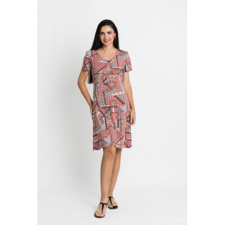 VESTIDO ESTAMPADO PATCHWORK MUJER BOGUAR