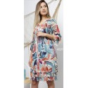 VESTIDO ESTAMPADO GASA CON PUNTILLA MUJER ROSSAN